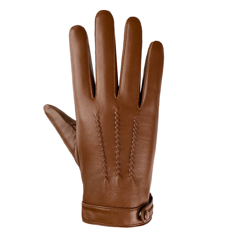 Leather Driving Glove - メンズトップレイヤーシープスキン本革手袋、フリース裏地付き、暖かく防風防寒、ビジネス、運転、乗馬、秋冬用