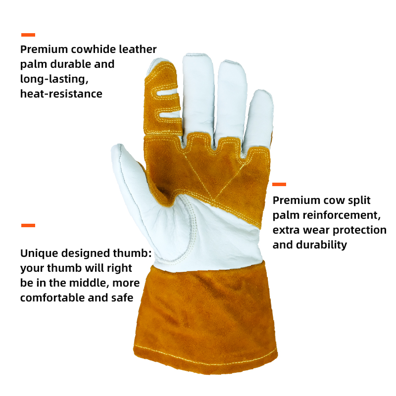 Xyehs-長い手錠付きの作業用手袋、牛革、溶接安全、耐熱性 - Heat Resistant Glove のレビューと価格
