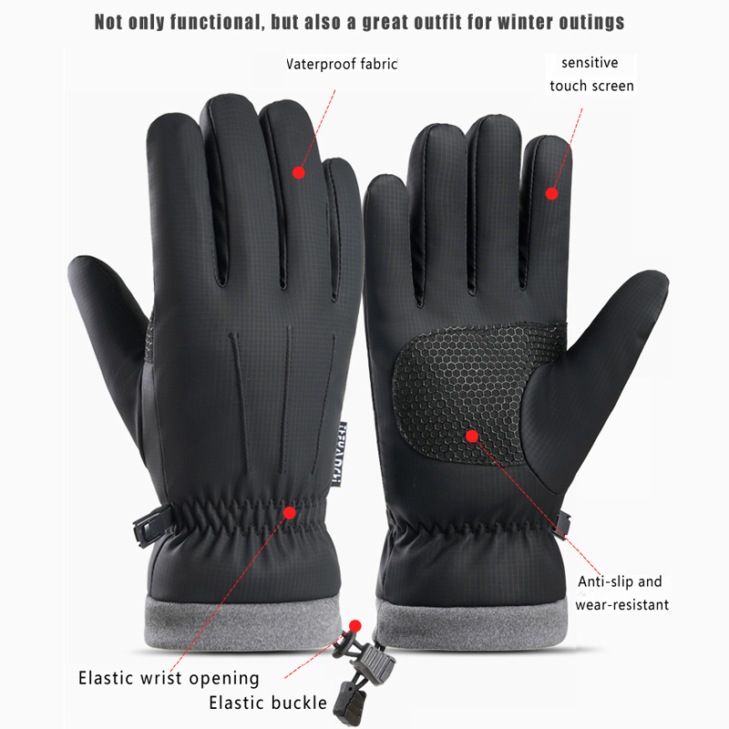 防水性のあるメンズ用冬用手袋。滑り止め加工、裏地はフリース素 - Ski Glove Waterproof のレビューと価格
