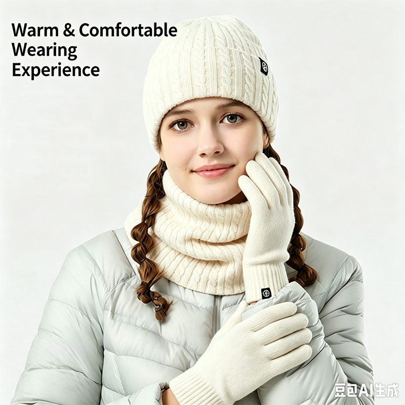 男性用・女性用、フリース裏地付き帽子、マフラー、手袋のセット - Wool Glove Lined のレビューと価格