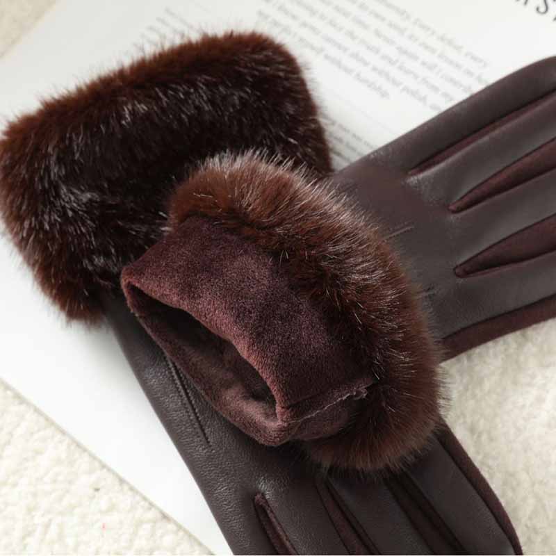 高級感のあるレディース用冬用PUレザーグローブ。柔らかいフェ - Leather Driving Glove のレビューと価格
